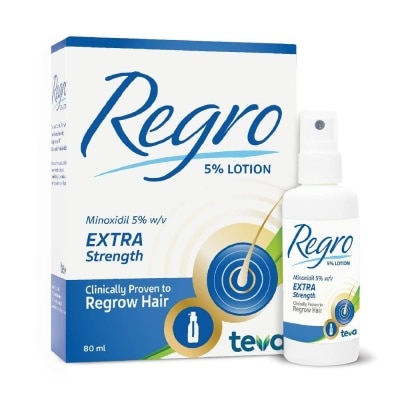 REGRO Topical Minoxidil 5% Hair Solution Extra Strength (Clinically Proven to Regrow Hair) 80ml