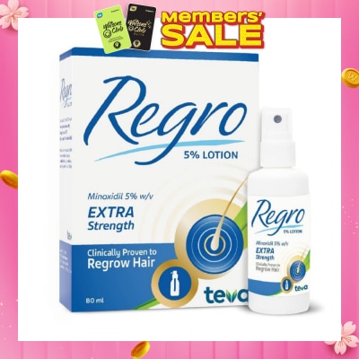 REGRO Topical Minoxidil 5% Hair Solution Extra Strength (Clinically Proven to Regrow Hair) 80ml
