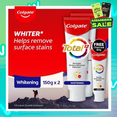 COLGATE Total Professional Whitening Toothpaste 150gx2 Value Pack + Free Total 60g Toothpaste
