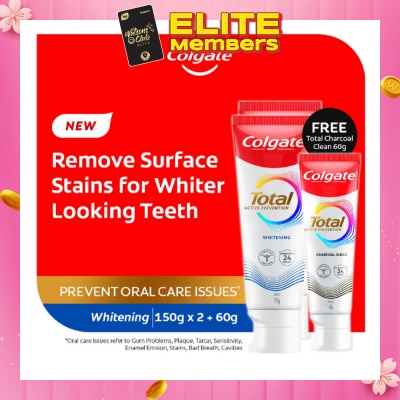 COLGATE Total Professional Whitening Toothpaste 150gx2 Value Pack + Free Total 60g Toothpaste