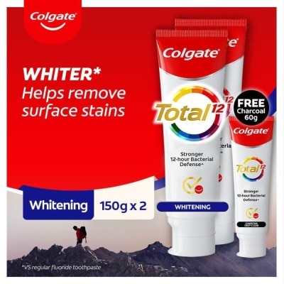 COLGATE Total Professional Whitening Toothpaste 150gx2 Value Pack + Free Total 60g Toothpaste