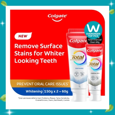 COLGATE Total Professional Whitening Toothpaste 150gx2 Value Pack + Free Total 60g Toothpaste image