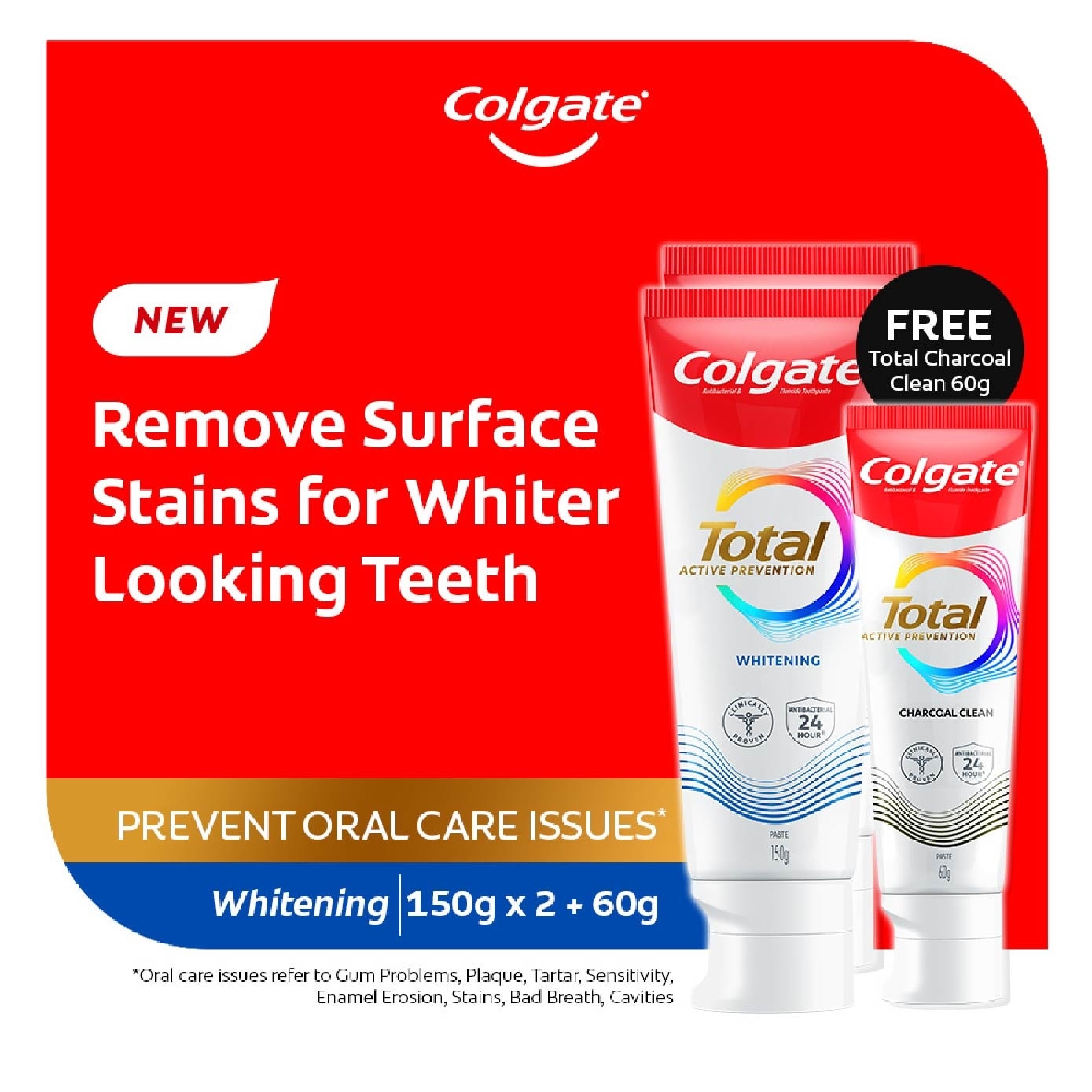 Total Professional Whitening Toothpaste 150gx2 Value Pack + Free Total 60g Toothpaste