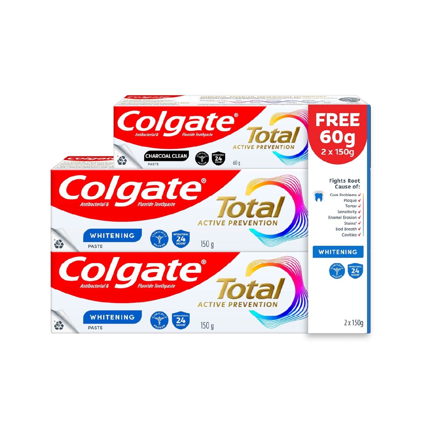 Total Professional Whitening Toothpaste 150gx2 Value Pack + Free Total 60g Toothpaste