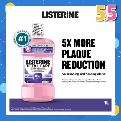 LISTERINE Listerine Total Care Zero Mouthwash Non Alcohol With 6-In-1 Benefits 1000ml