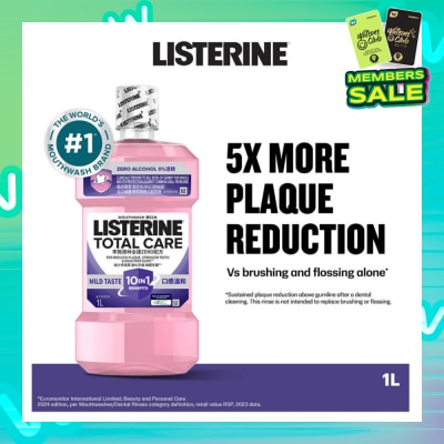 LISTERINE Listerine Total Care Zero Mouthwash Non Alcohol With 6-In-1 Benefits 1000ml