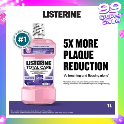 LISTERINE Listerine Total Care Zero Mouthwash Non Alcohol With 6-In-1 Benefits 1000ml