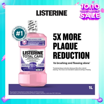 LISTERINE Listerine Total Care Zero Mouthwash Non Alcohol With 6-In-1 Benefits 1000ml
