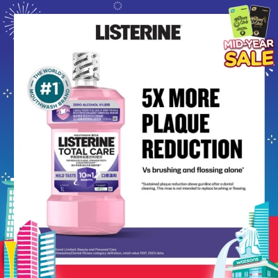 LISTERINE Listerine Total Care Zero Mouthwash Non Alcohol With 6-In-1 Benefits 1000ml