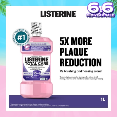LISTERINE Listerine Total Care Zero Mouthwash Non Alcohol With 6-In-1 Benefits 1000ml