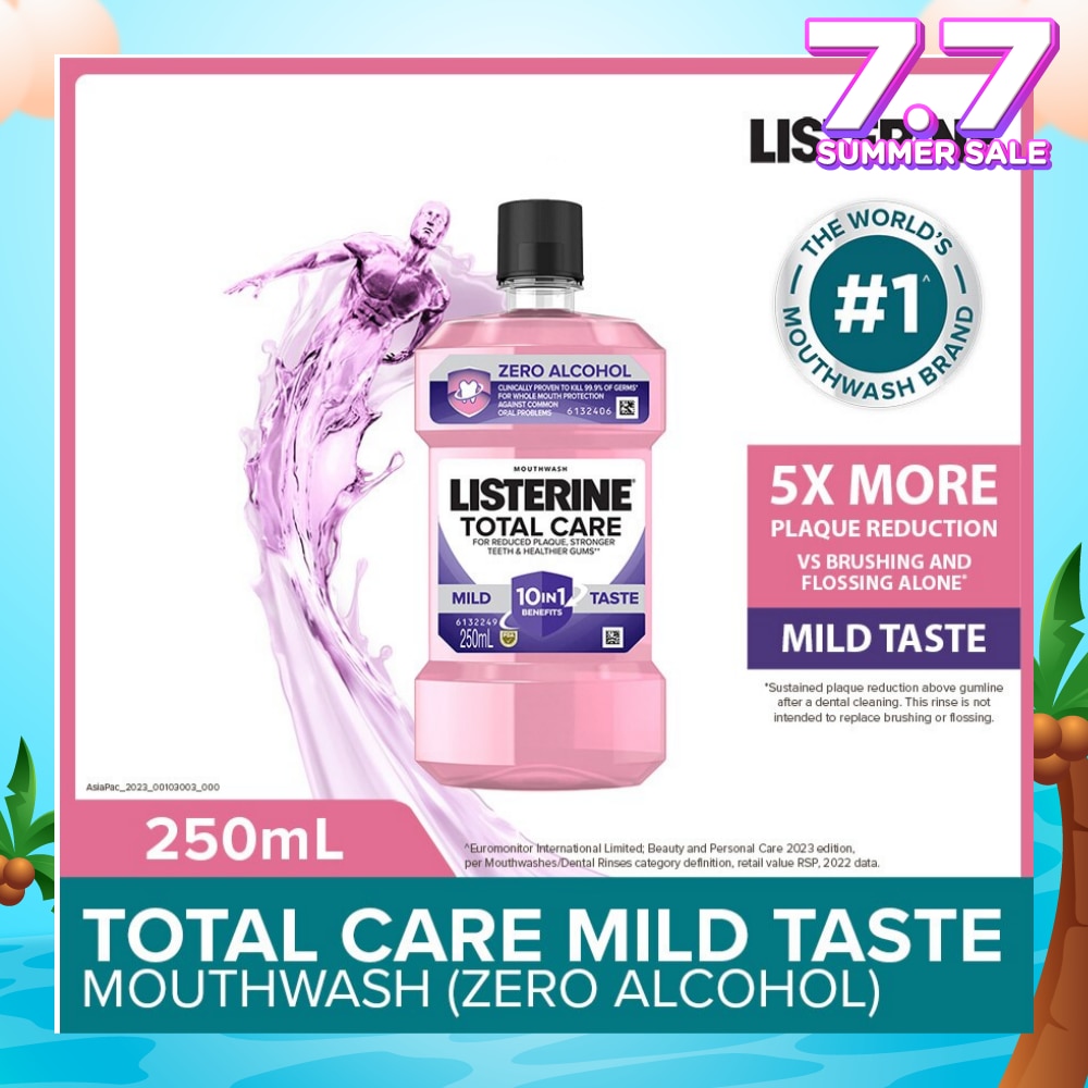 Listerine Total Care Zero Mouthwash Non Alcohol With 6-In-1 Benefits 250ml