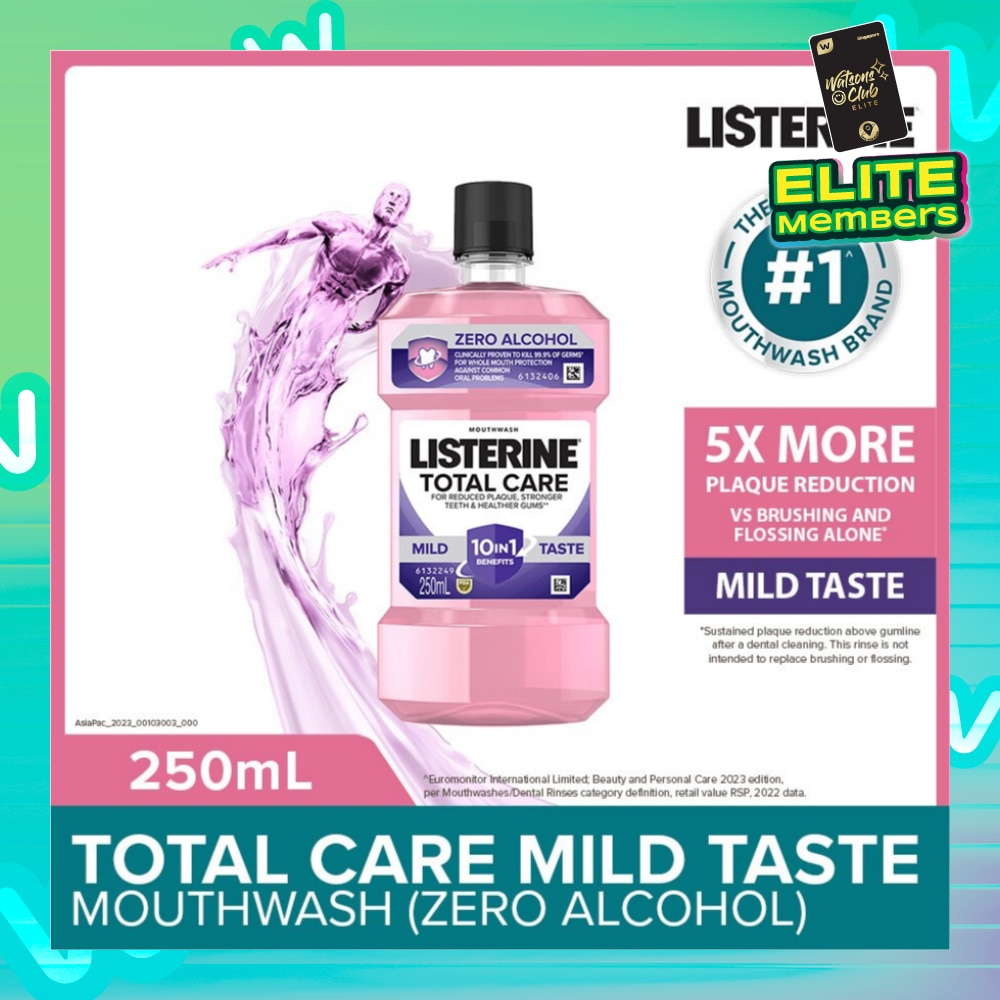 Listerine Total Care Zero Mouthwash Non Alcohol With 6-In-1 Benefits 250ml