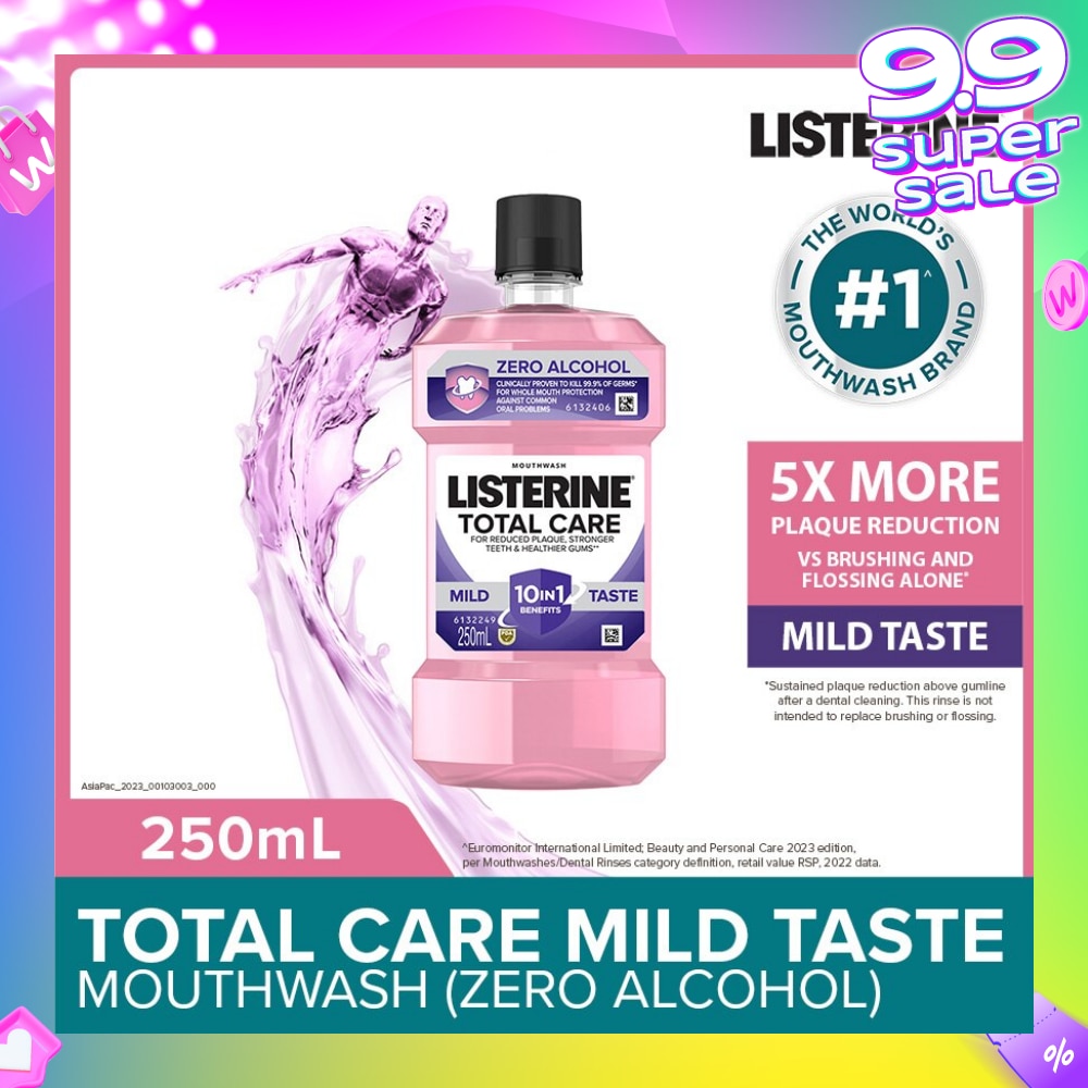 Listerine Total Care Zero Mouthwash Non Alcohol With 6-In-1 Benefits 250ml