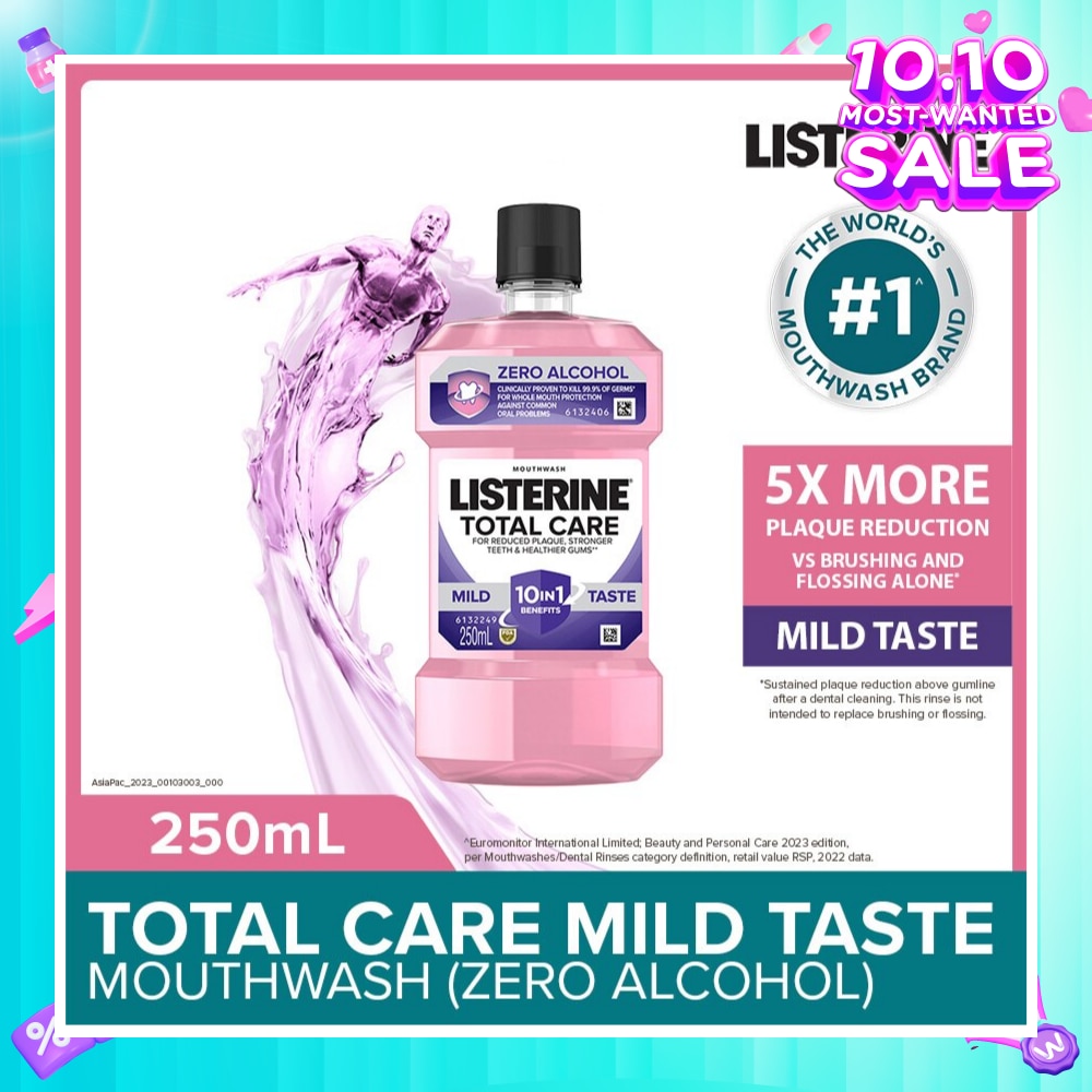 Listerine Total Care Zero Mouthwash Non Alcohol With 6-In-1 Benefits 250ml