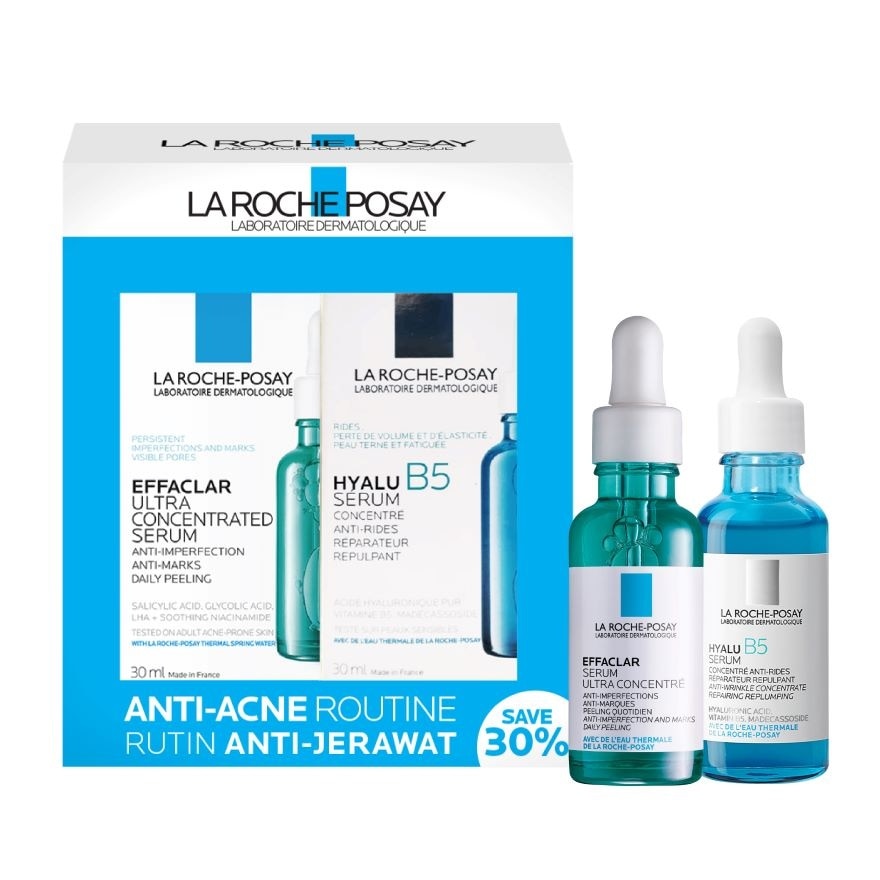 Anti-Acne & Repair Serum Set (Effaclar Ultra Concentrated Serum 30ml + Hyalu B5 Serum 30ml) 1s