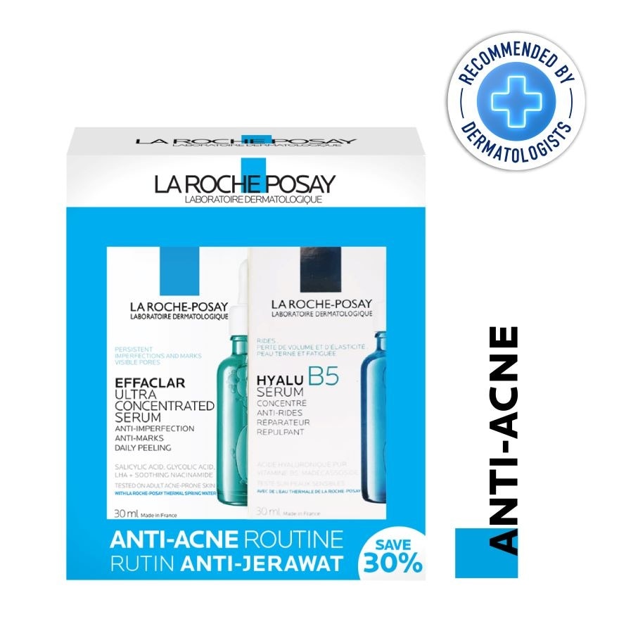 Anti-Acne & Repair Serum Set (Effaclar Ultra Concentrated Serum 30ml + Hyalu B5 Serum 30ml) 1s