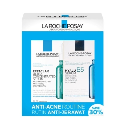 LA ROCHE-POSAY Anti-Acne & Repair Serum Set (Effaclar Ultra Concentrated Serum 30ml + Hyalu B5 Serum 30ml) 1s