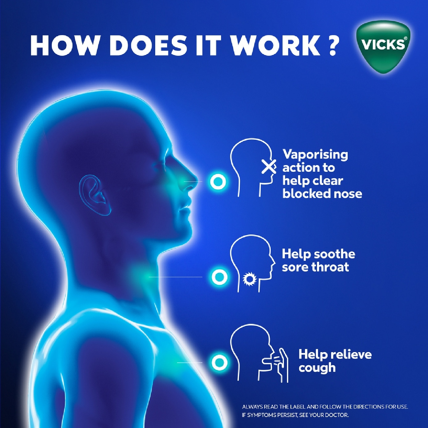 Vapodrops + Cough Honey Lemon Menthol Lozenges (Relieve Cough, Clear Blocked Nose And Soothe Sore Throat) 16s