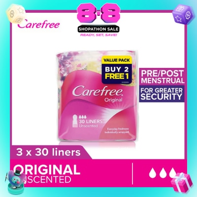 CAREFREE - Original Unscented Panty Liners Triple Packset 30s x 3