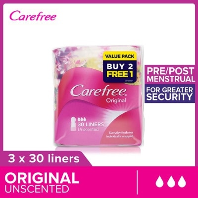 CAREFREE Original Unscented Panty Liners Triple Packset 30s x 3