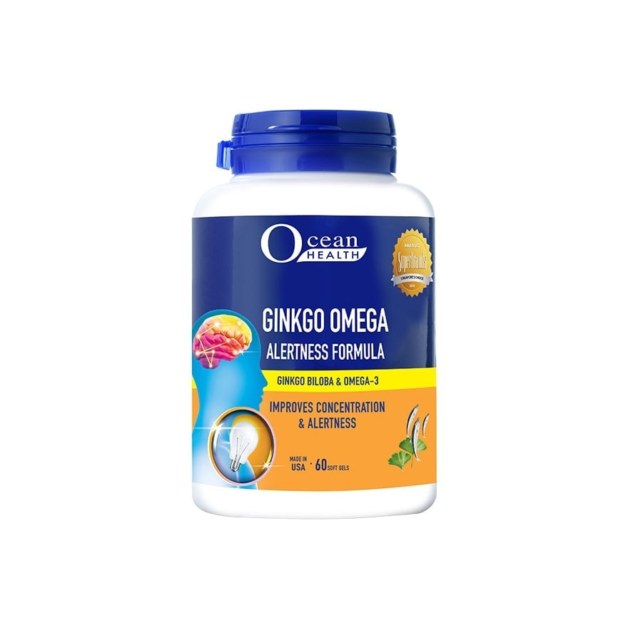 Ginkgo Omega Alertness Formula Softgel (Improves Concentration & Alertness + With Ginkgo Biloba, Ginseng & Omega-3 DHA) 60s