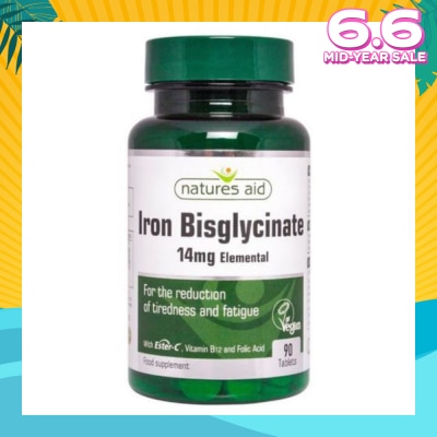 NATURES AID Iron Bisglycinate 14mg Elemental 90s