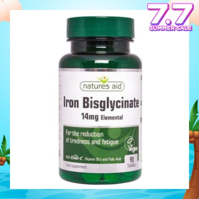 NATURES AID Iron Bisglycinate 14mg Elemental 90s