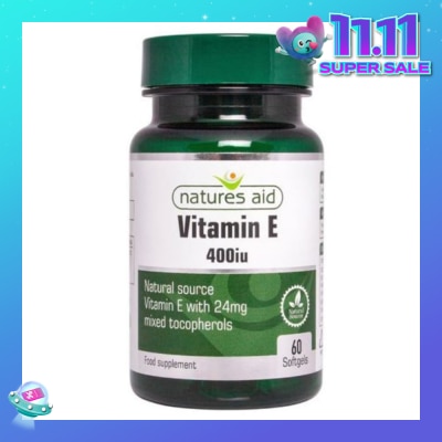 NATURES AID Vitamin E 400iu Softgels Natural Source Vitamin E with 24mg Mixed Tocopherols 60s