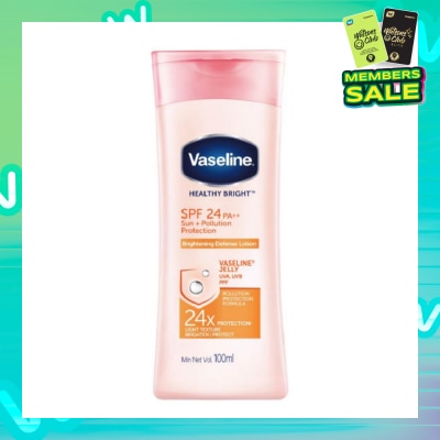 VASELINE Healthy Bright SPF24 PA++ Sun + Pollution Protection Brightening Defence Lotion (For Healthier Brighter Skin Help Heal Dull Damaged Skin) 100ml