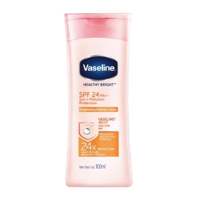 VASELINE Healthy Bright SPF24 PA++ Sun + Pollution Protection Brightening Defence Lotion (For Healthier Brighter Skin Help Heal Dull Damaged Skin) 100ml