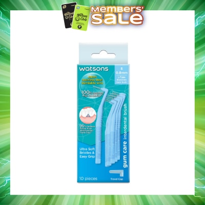 WATSONS - L-Type Interdental Brush, 0.8Mm (For Back And Moderately Spaced Teeth, High Durability, Ultra-Soft & Easy Grip) 10s