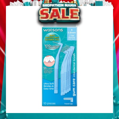WATSONS - L-Type Interdental Brush, 0.8Mm (For Back And Moderately Spaced Teeth, High Durability, Ultra-Soft & Easy Grip) 10s