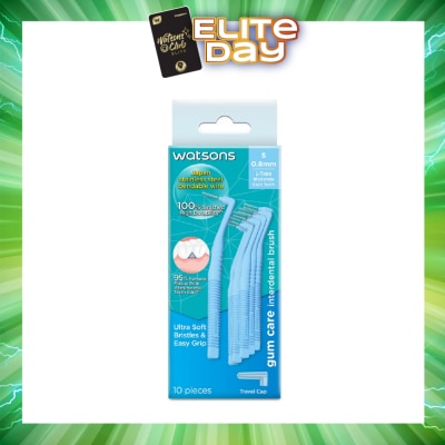 WATSONS - L-Type Interdental Brush, 0.8Mm (For Back And Moderately Spaced Teeth, High Durability, Ultra-Soft & Easy Grip) 10s