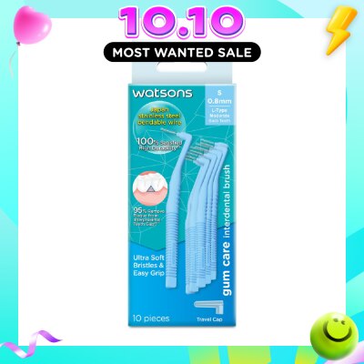WATSONS L Type Interdental Brush, 0.8Mm (For Back And Moderately Spaced Teeth, High Durability, Ultra Soft & Easy Grip) 10s image