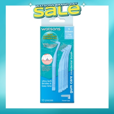 WATSONS - L-Type Interdental Brush, 0.8Mm (For Back And Moderately Spaced Teeth, High Durability, Ultra-Soft & Easy Grip) 10s