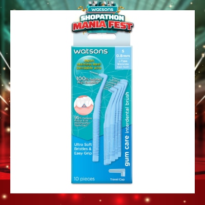 WATSONS - L-Type Interdental Brush, 0.8Mm (For Back And Moderately Spaced Teeth, High Durability, Ultra-Soft & Easy Grip) 10s