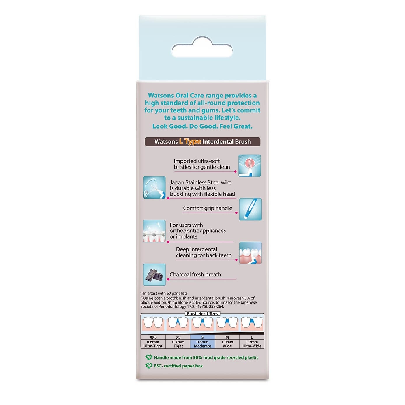 L-Type Charcoal Interdental Brush, 0.8Mm (For Back And Moderately Spaced Teeth, Charcoal Fresh Breath, High Durability, Ultra-Soft & Easy Grip) 6s