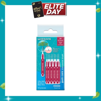 WATSONS I Type Interdental Brush, 0.7Mm (For Front And Tightly Spaced Teeth, Ultra Soft & Easy Grip) 10s image