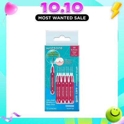 WATSONS I Type Interdental Brush, 0.7Mm (For Front And Tightly Spaced Teeth, Ultra Soft & Easy Grip) 10s image
