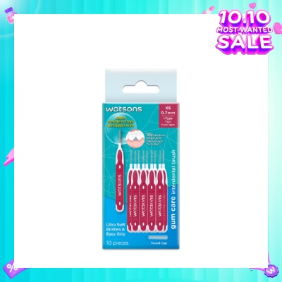 WATSONS I-Type Interdental Brush, 0.7Mm (For Front And Tightly-Spaced Teeth, Ultra-Soft & Easy Grip) 10s