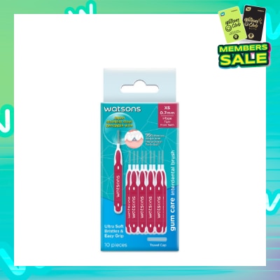 WATSONS I-Type Interdental Brush, 0.7Mm (For Front And Tightly-Spaced Teeth, Ultra-Soft & Easy Grip) 10s