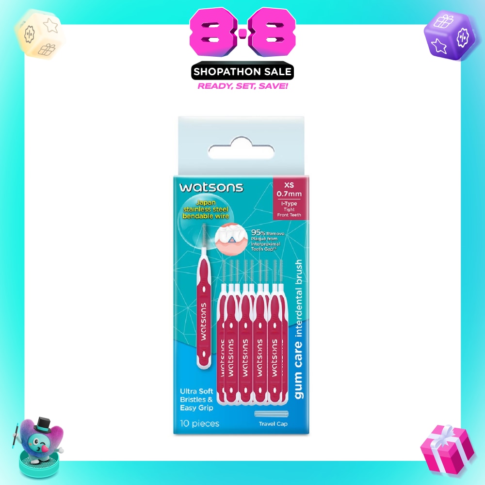 I-Type Interdental Brush, 0.7Mm (For Front And Tightly-Spaced Teeth, Ultra-Soft & Easy Grip) 10s