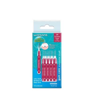 WATSONS I-Type Interdental Brush, 0.7Mm (For Front And Tightly-Spaced Teeth, Ultra-Soft & Easy Grip) 10s