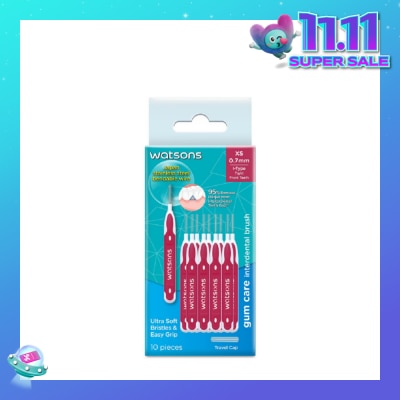 WATSONS I-Type Interdental Brush, 0.7Mm (For Front And Tightly-Spaced Teeth, Ultra-Soft & Easy Grip) 10s
