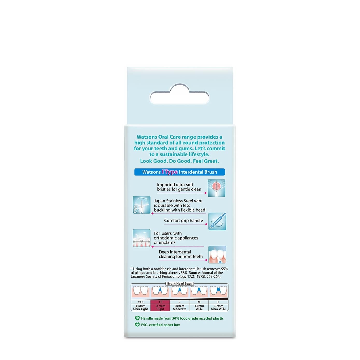 I-Type Interdental Brush, 0.7Mm (For Front And Tightly-Spaced Teeth, Ultra-Soft & Easy Grip) 10s