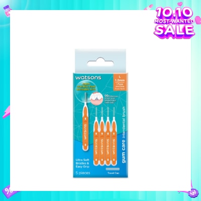 WATSONS I-Type Interdental Brush, 1.2Mm (For Front And Ultra-Wide Spaced Teeth, Ultra-Soft & Easy Grip) 5s
