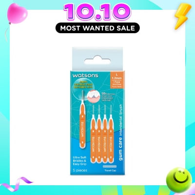 WATSONS I Type Interdental Brush, 1.2Mm (For Front And Ultra Wide Spaced Teeth, Ultra Soft & Easy Grip) 5s image