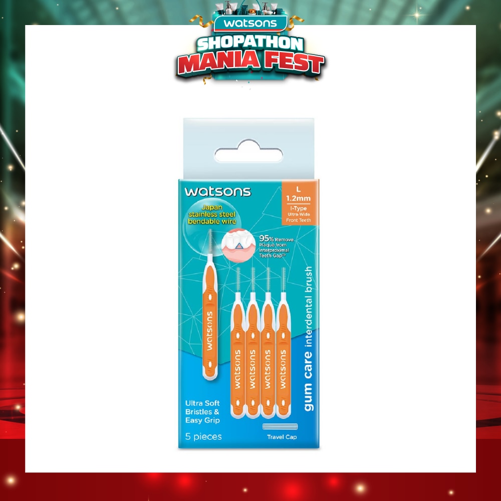 I-Type Interdental Brush, 1.2Mm (For Front And Ultra-Wide Spaced Teeth, Ultra-Soft & Easy Grip) 5s