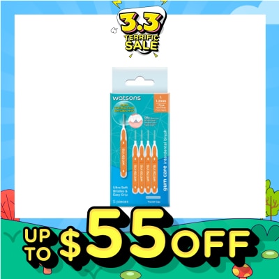 WATSONS I-Type Interdental Brush, 1.2Mm (For Front And Ultra-Wide Spaced Teeth, Ultra-Soft & Easy Grip) 5s