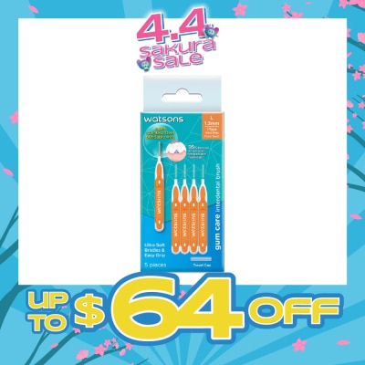 WATSONS - I-Type Interdental Brush, 1.2Mm (For Front And Ultra-Wide Spaced Teeth, Ultra-Soft & Easy Grip) 5s